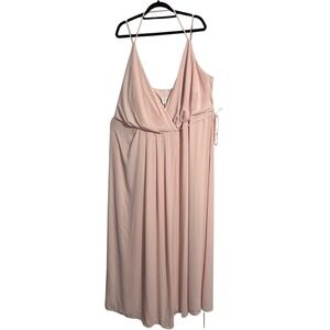David's Bridal Petal Pink Long Georgette Bridesmaid Wrap‎ Dress NWT Plus Size 22